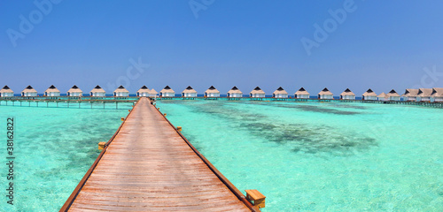 Fototapeta Naklejka Na Ścianę i Meble -  Maldive water villa - bungalows panorama