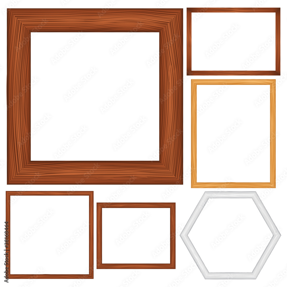 Vector wooden frames on white background