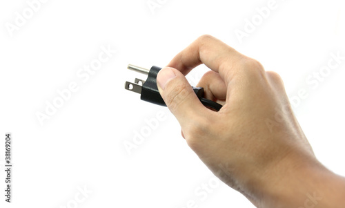 hand hold a plug