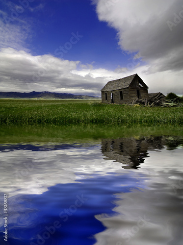 Old Homestead in Field Reflection