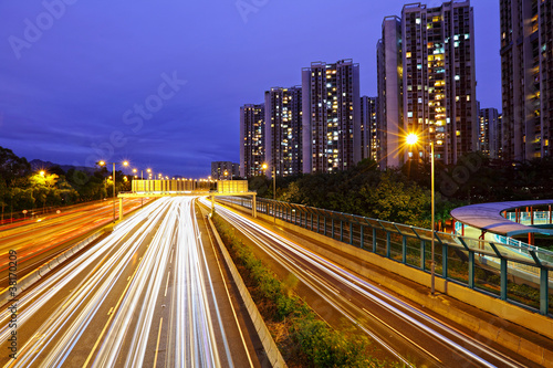 traffic on highway at night