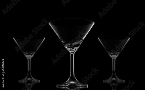 Three Cocktail glasses on black