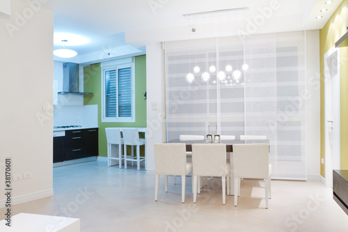 Living room with furnishings in a new house.