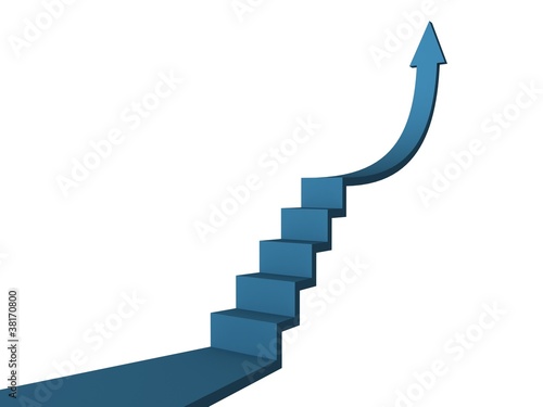 blue concept arrow ladder of business success photo