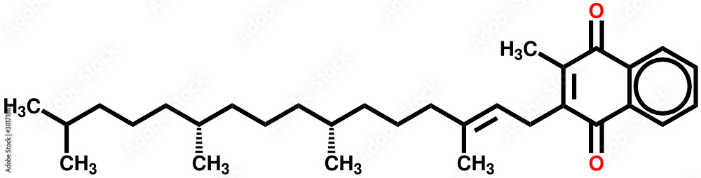 Vitamin K1 (phylloquinone) structural formula Vitamin K1 (phylloquinone) structural formula