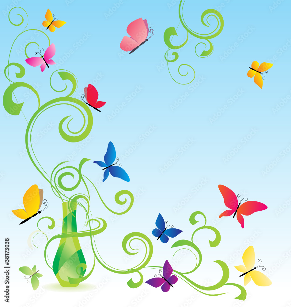 green spring fragrance bottle with flourishes and butterfly