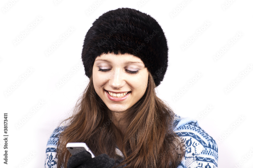 Beautiful girl with mobile phone Beautiful girl with mobile phone