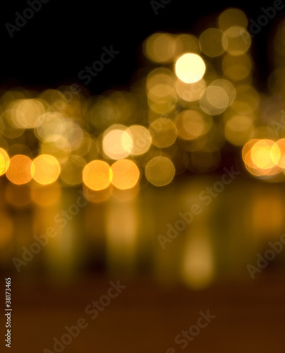 CIty night light and water reflection