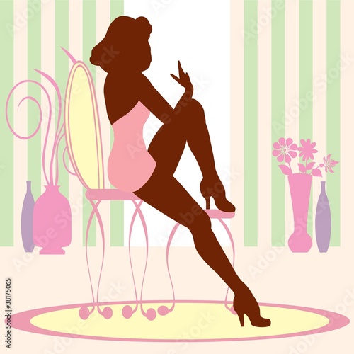 Chic Woman in Vanity Room