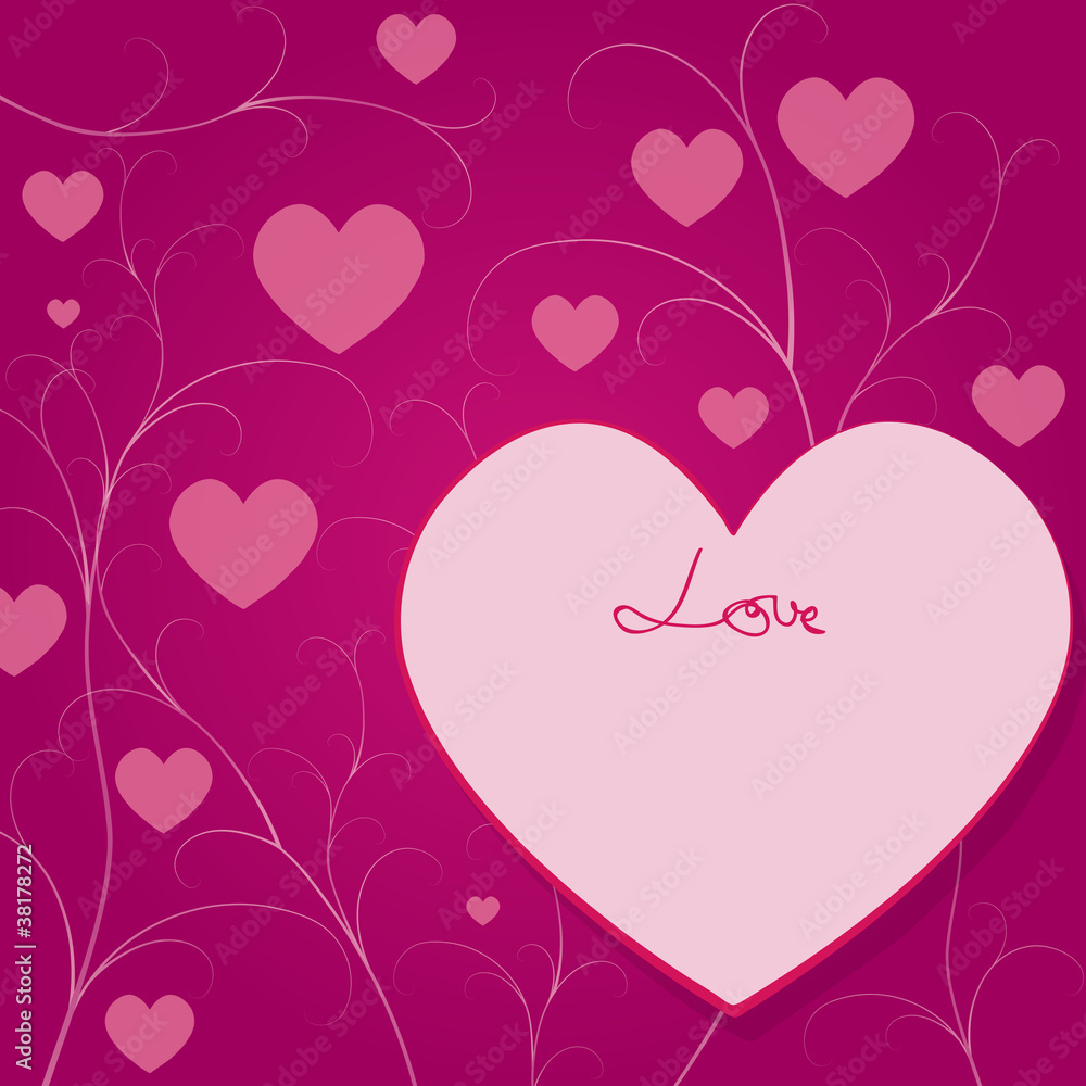 Valentine's day Floral background with hearts