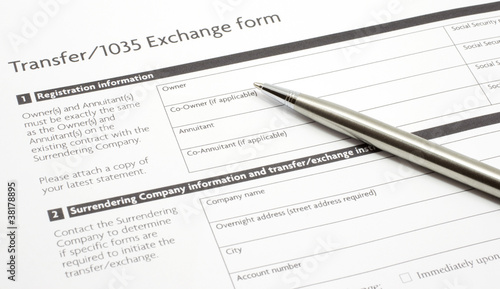 Section 1035 Exchange Paper Form with a Silver Pen