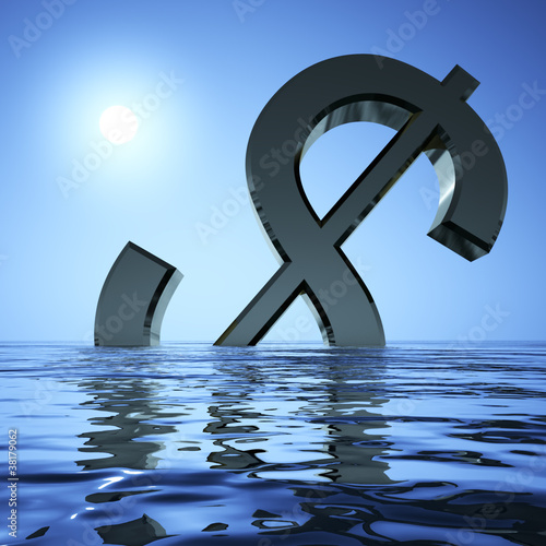 Dollar Sinking In The Sea Showing Depression Recession And Econo photo