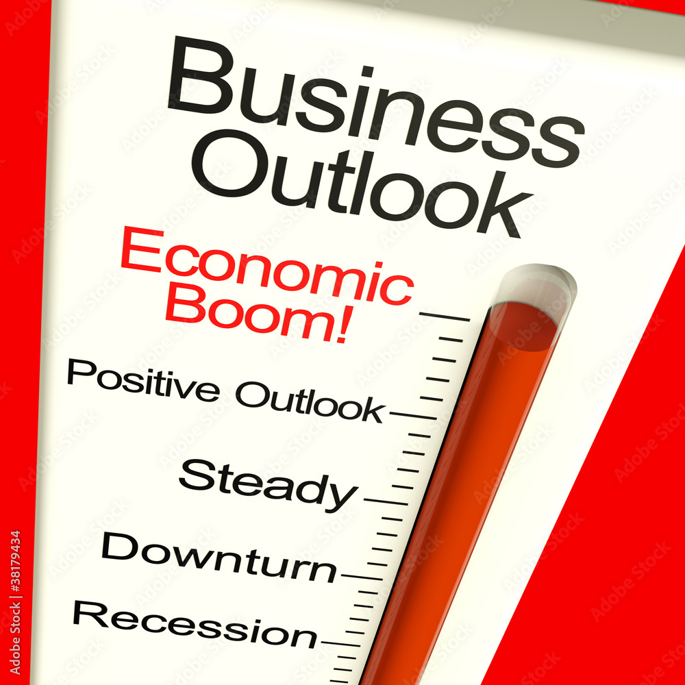 Obraz premium Business Outlook Economic Boom Monitor Shows Growth And Recovery