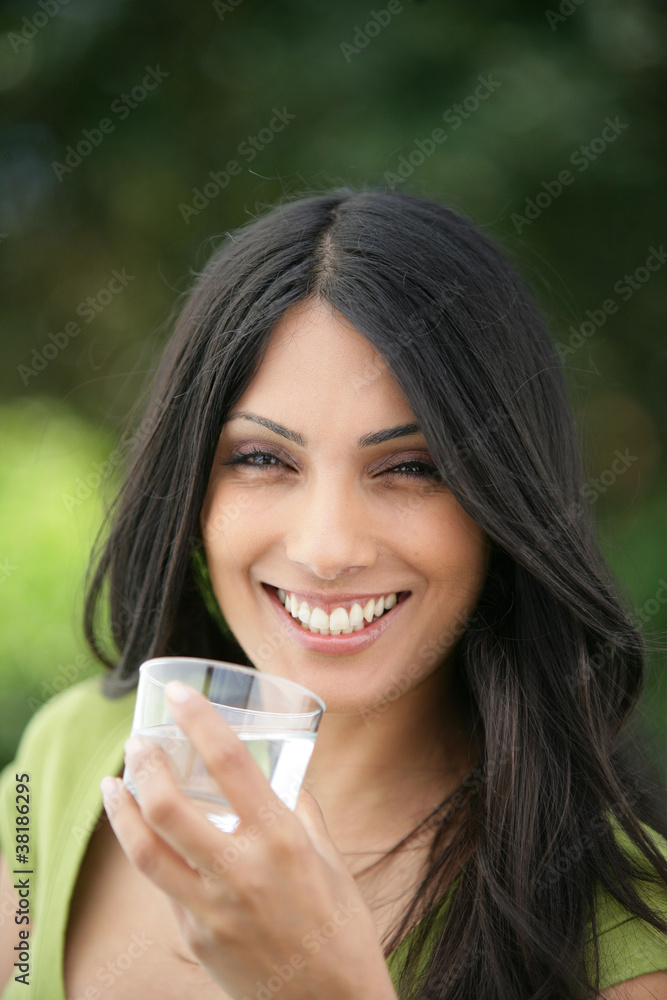 beautiful brunette drinking water beautiful brunette drinking water
