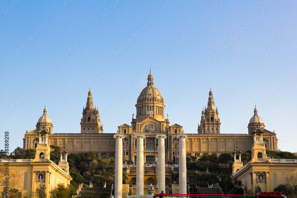 Sunset in National Palace of Barcelona