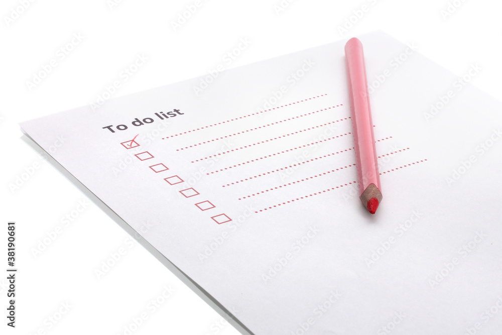 To do list with pencil isolated on white To do list with pencil isolated on white