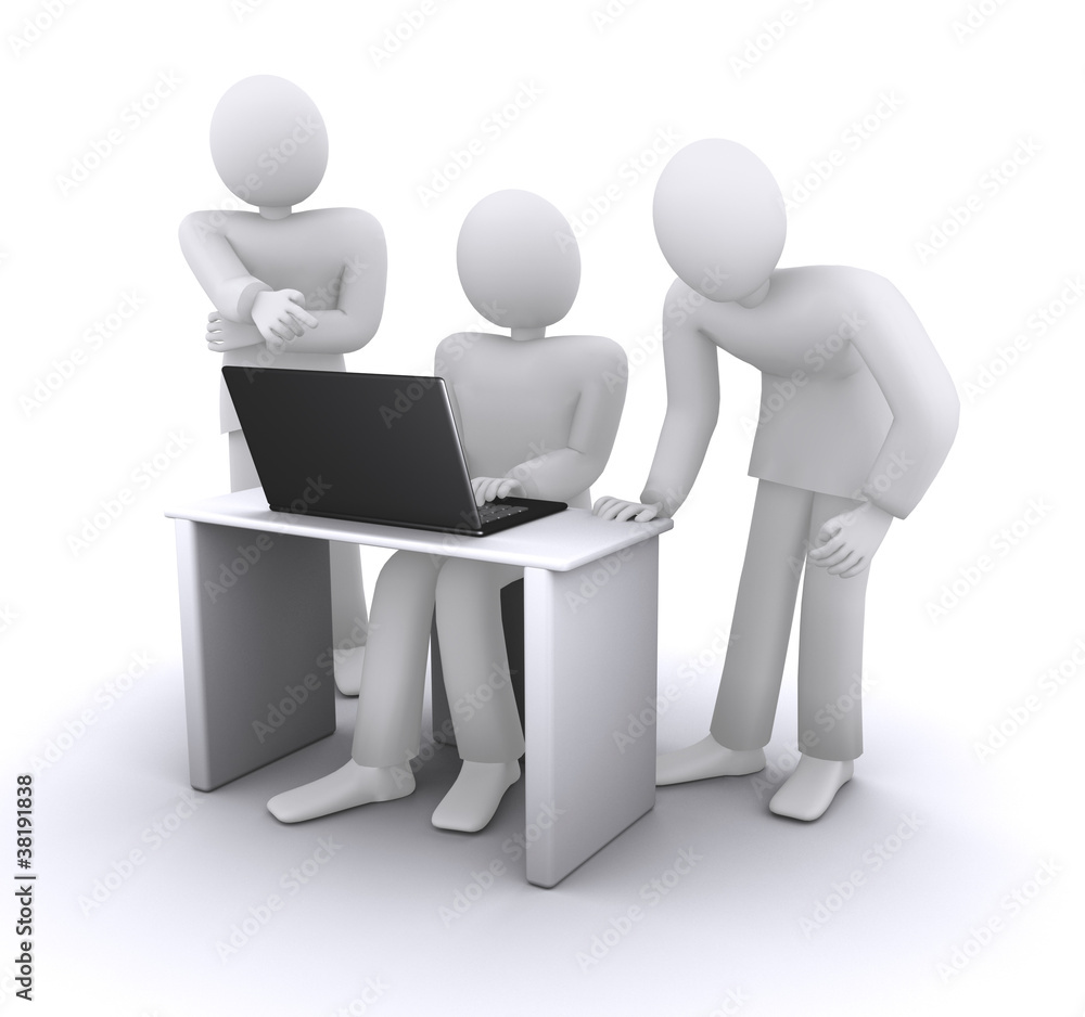 business partners around the computer, the discussion of ideas business partners around the computer, the discussion of ideas