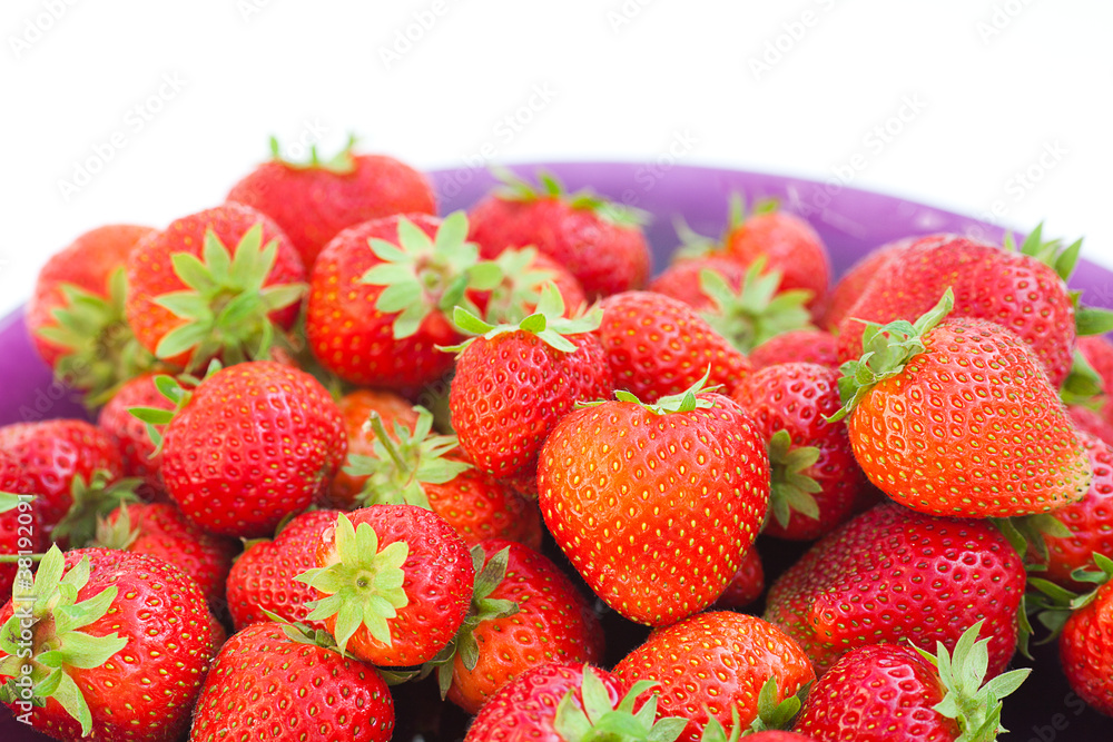 strawberries in a glass plate isolated on white strawberries in a glass plate isolated on white