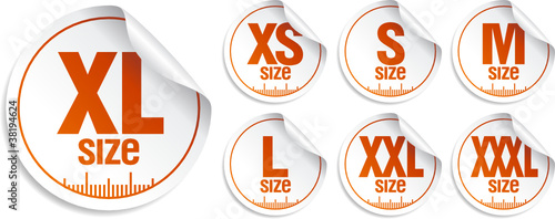 Size clothing stickers set