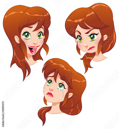 Expressions of young girl. ...