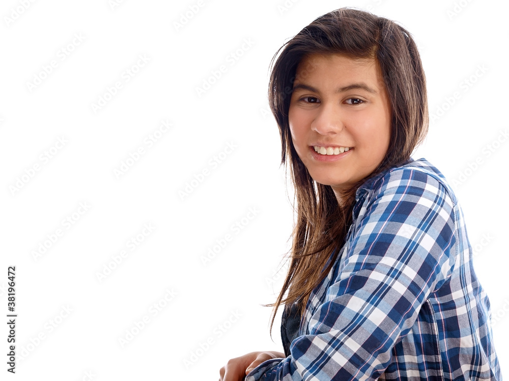 smiling teenage girl sitting in the classroom smiling teenage girl sitting in the classroom