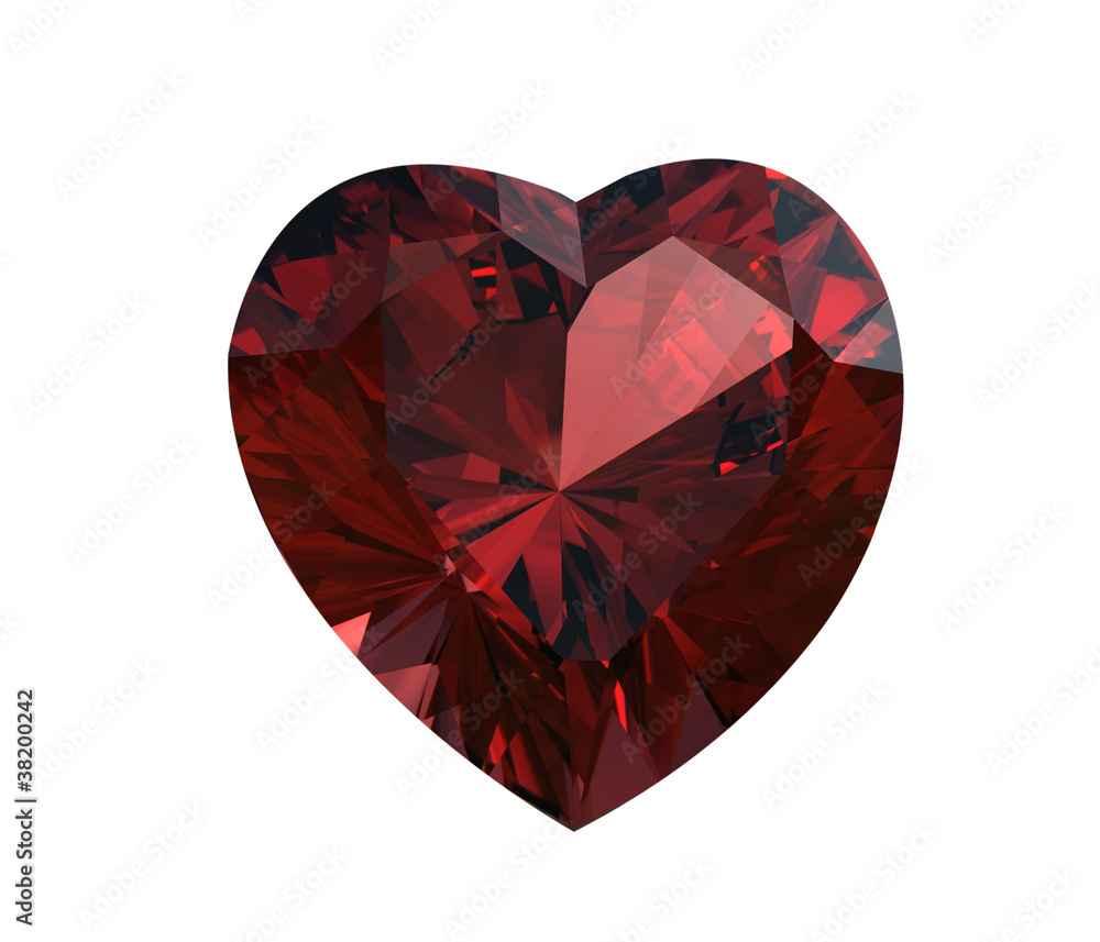 Garnet shape of heart. Valentinr's Day symbol