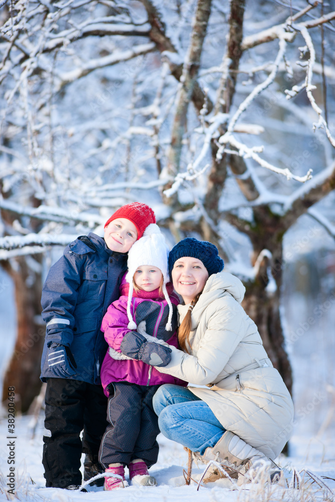 Family outdoors at winter
