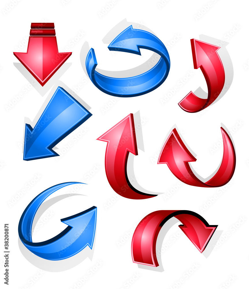 Glossy arrows and icons