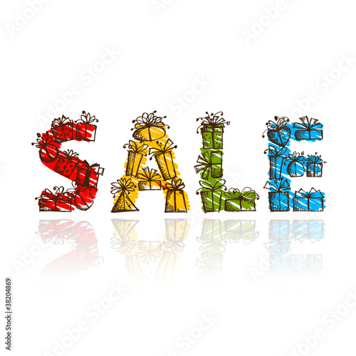 Sale word made from gift boxes for your design