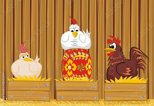 hen and paited egg - easter day