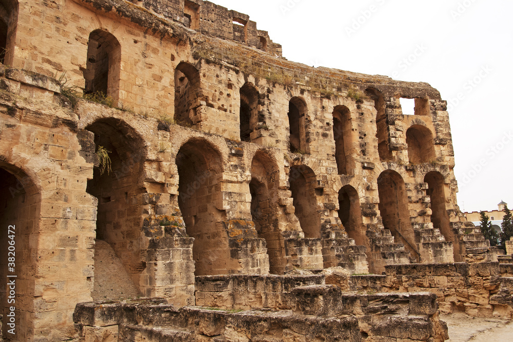 Part of amphitheater in El Jem, Tunisia