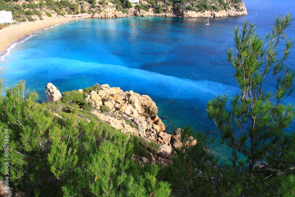 Beautiful small bay in Ibiza, Balearic Island, Spain.