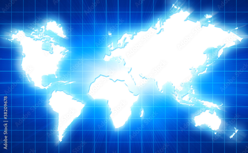 world map in technology style world map in technology style