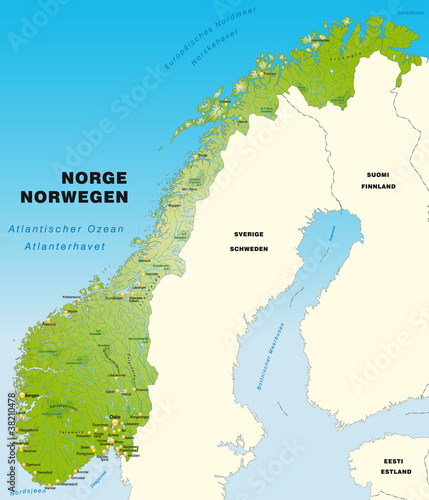 Norwegen als Übersichtskarte