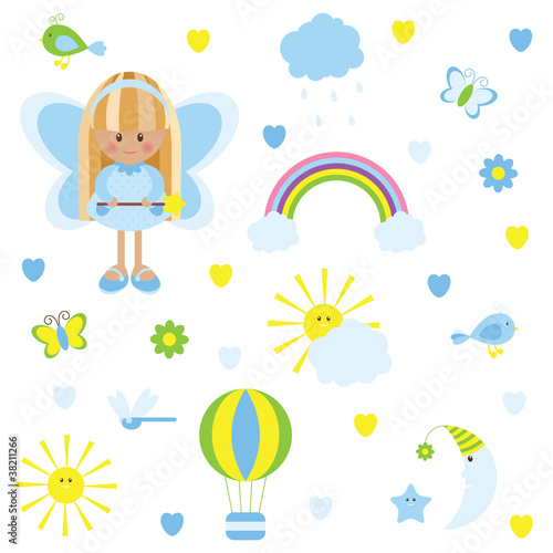 Cute blue sky set