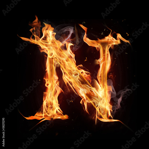 Fire alphabet letter "N"