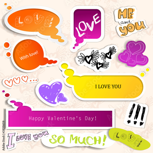 Colorful paper bubble for speech. Valentines day.