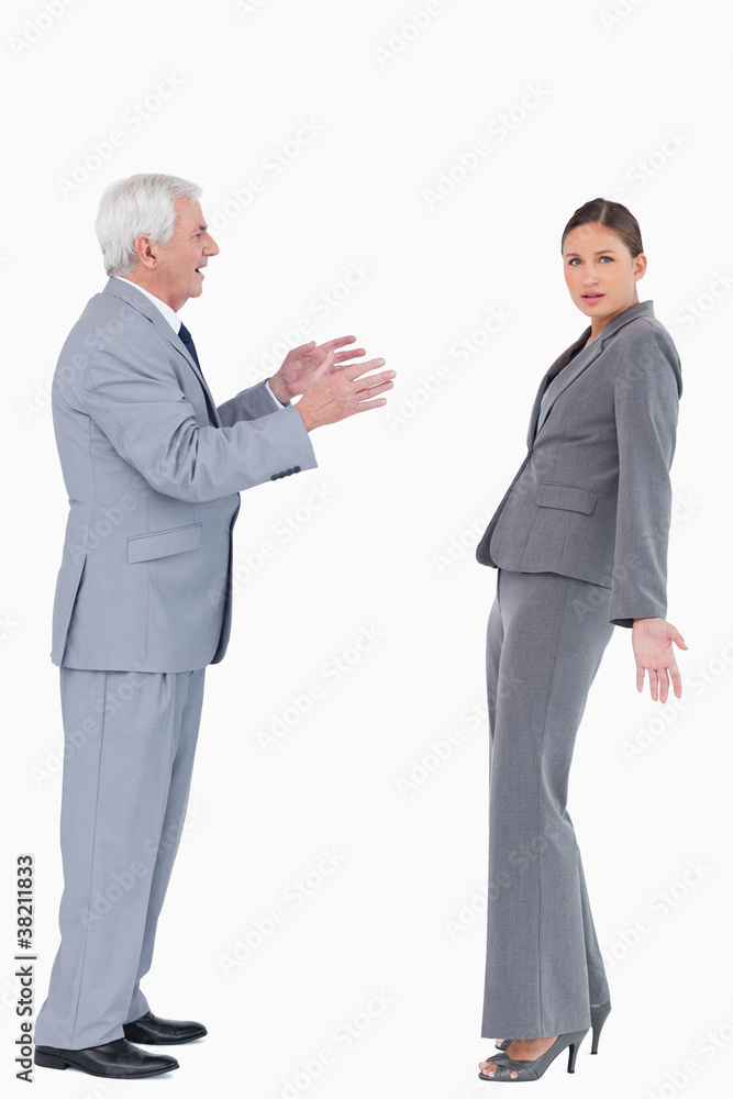 Businesswoman getting accused by colleague