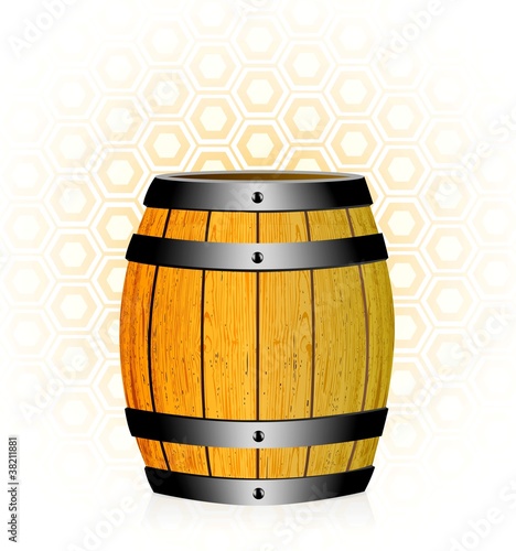 wooden barrel with honey