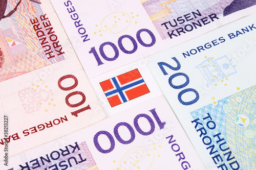 Photography Norwegian Bank Notes &  Flag