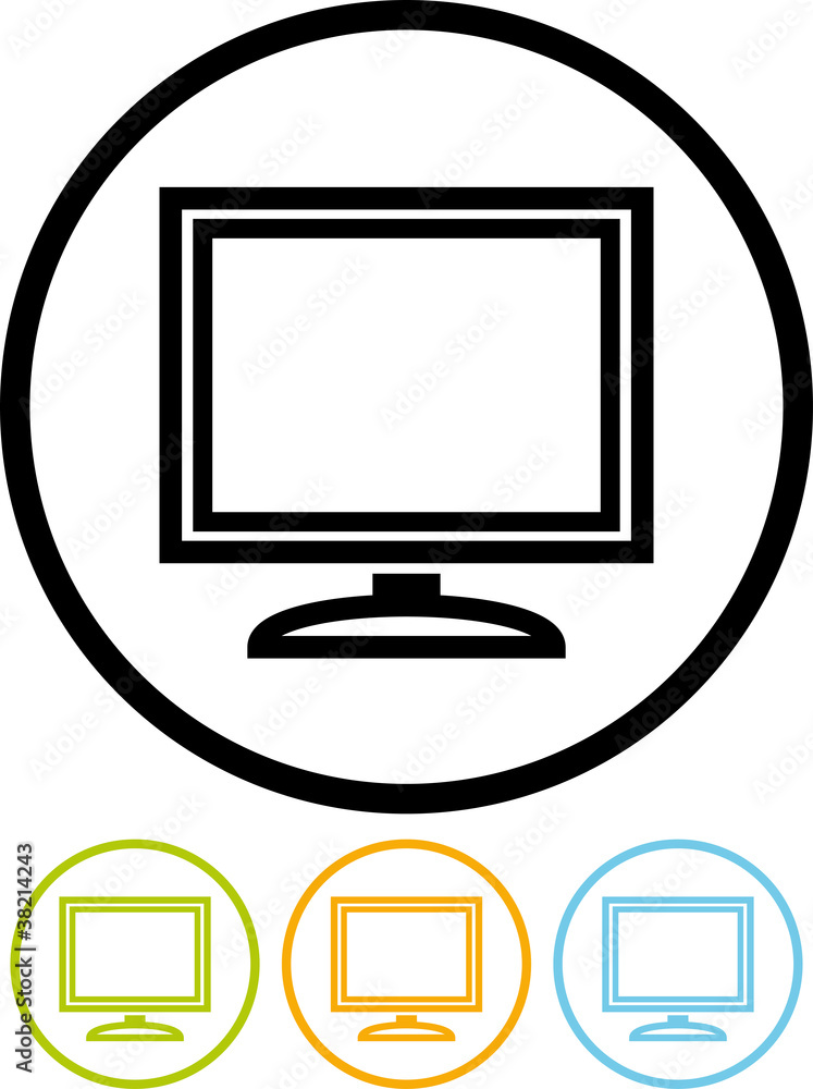 Flat screen monitor TV - Vector icon Flat screen monitor TV - Vector icon