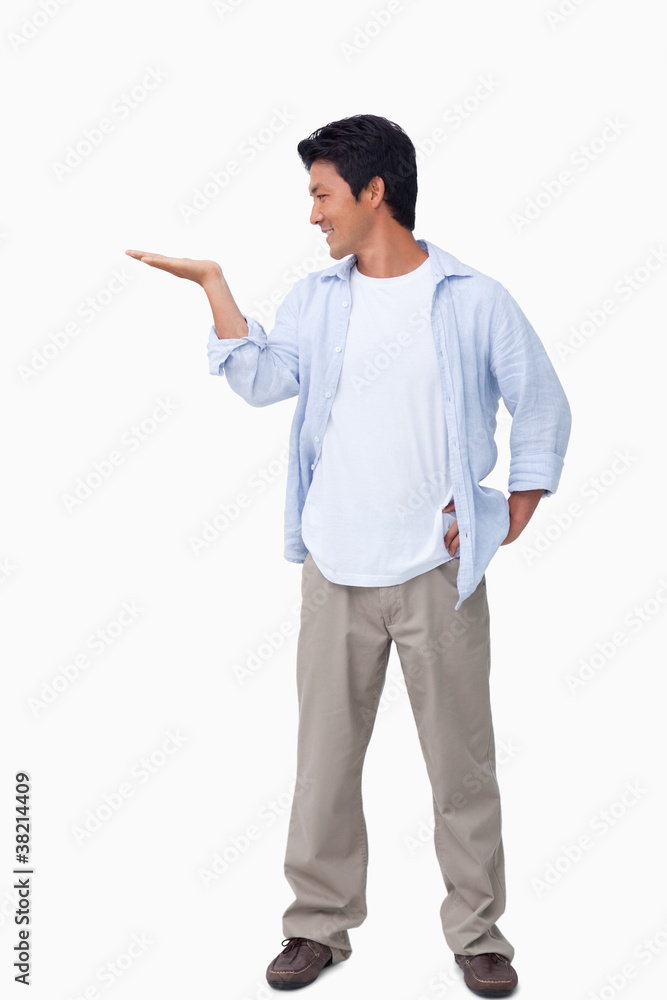 Male looking at his palm