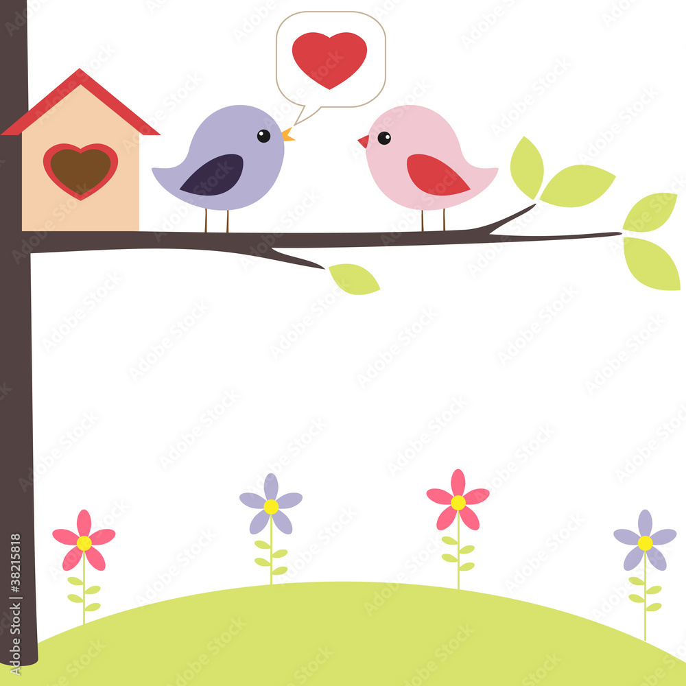 Birds in love on the tree