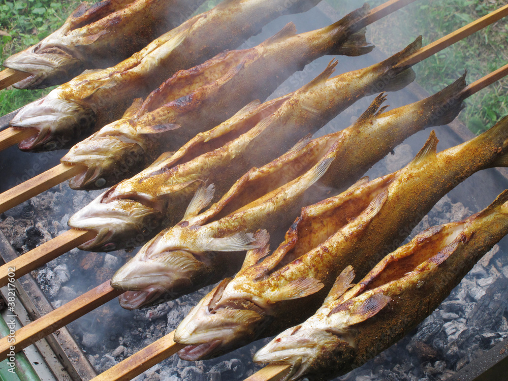 Forelle am Spieß