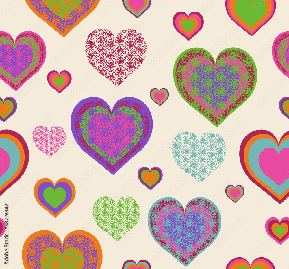 Vector illustration of a seamless heart pattern. Valentine's Day