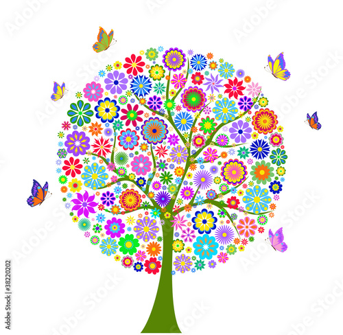 Fototapeta Naklejka Na Ścianę i Meble -  colorful flower tree isolated on white background