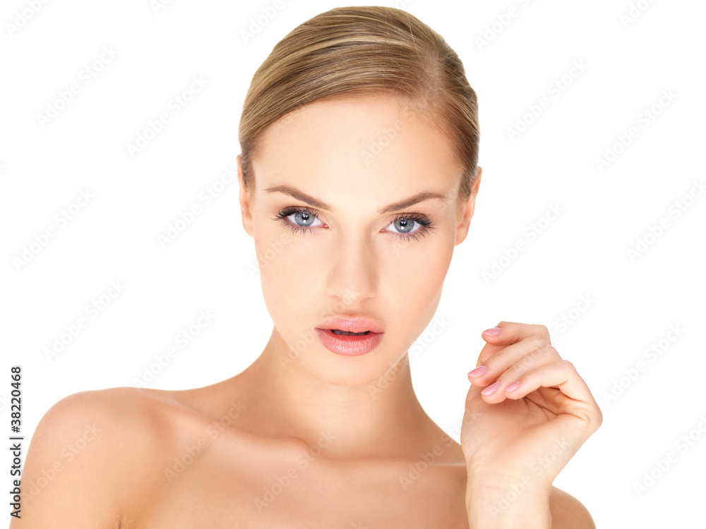 Portrait of beautiful woman on white background Portrait of beautiful woman on white background