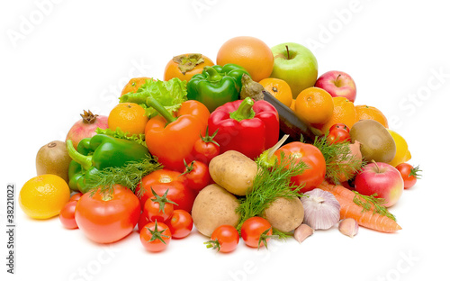 still life of fresh fruits and vegetables