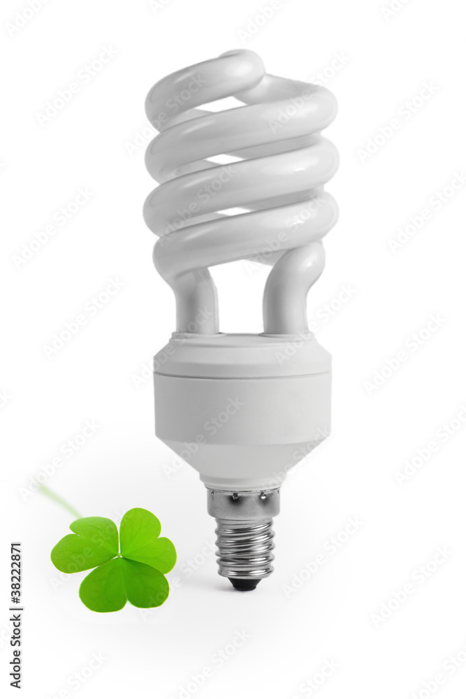 Energy saving light bulb on white bakground Energy saving light bulb on white bakground