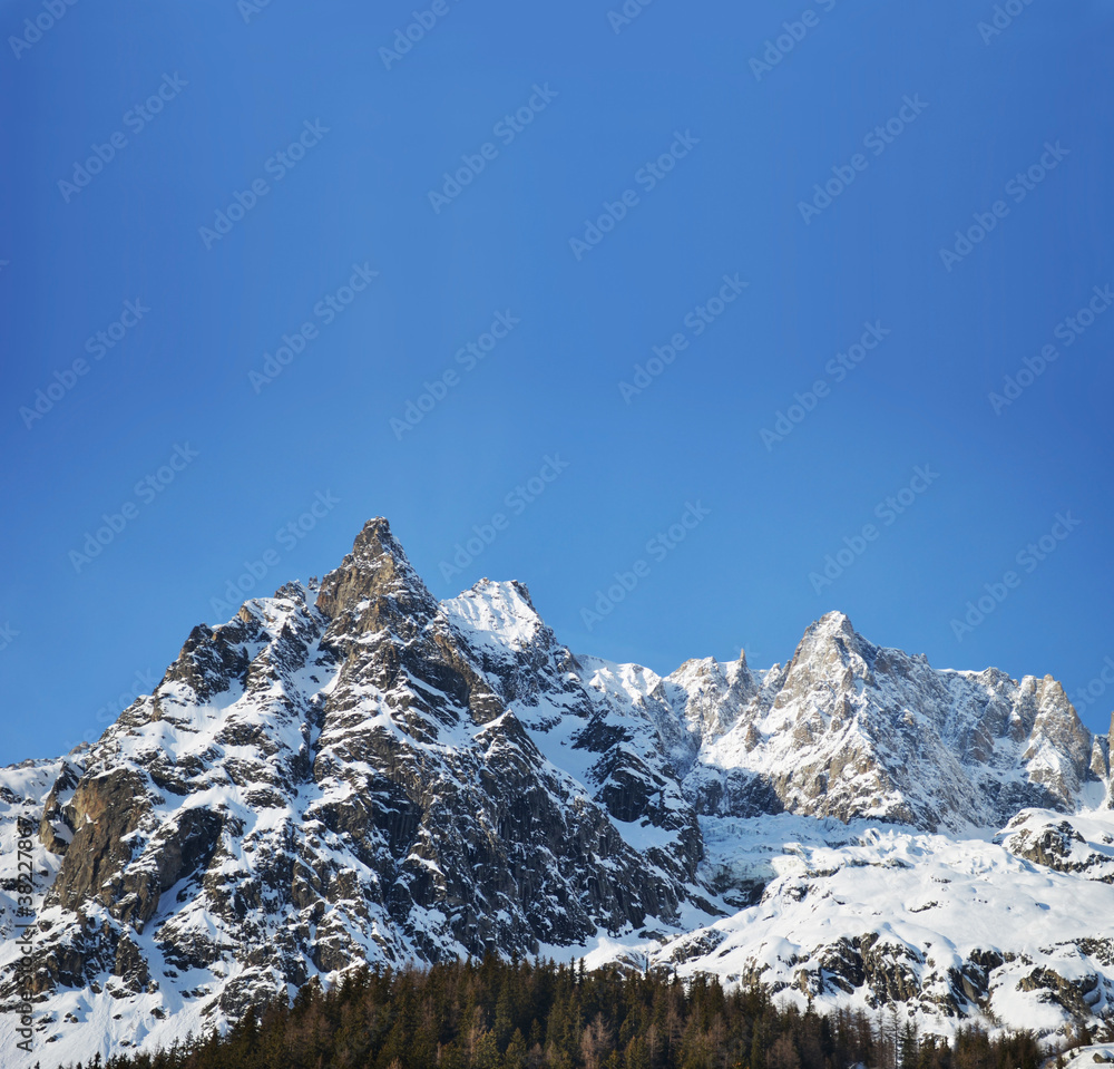 Alpine panorama with copy space
